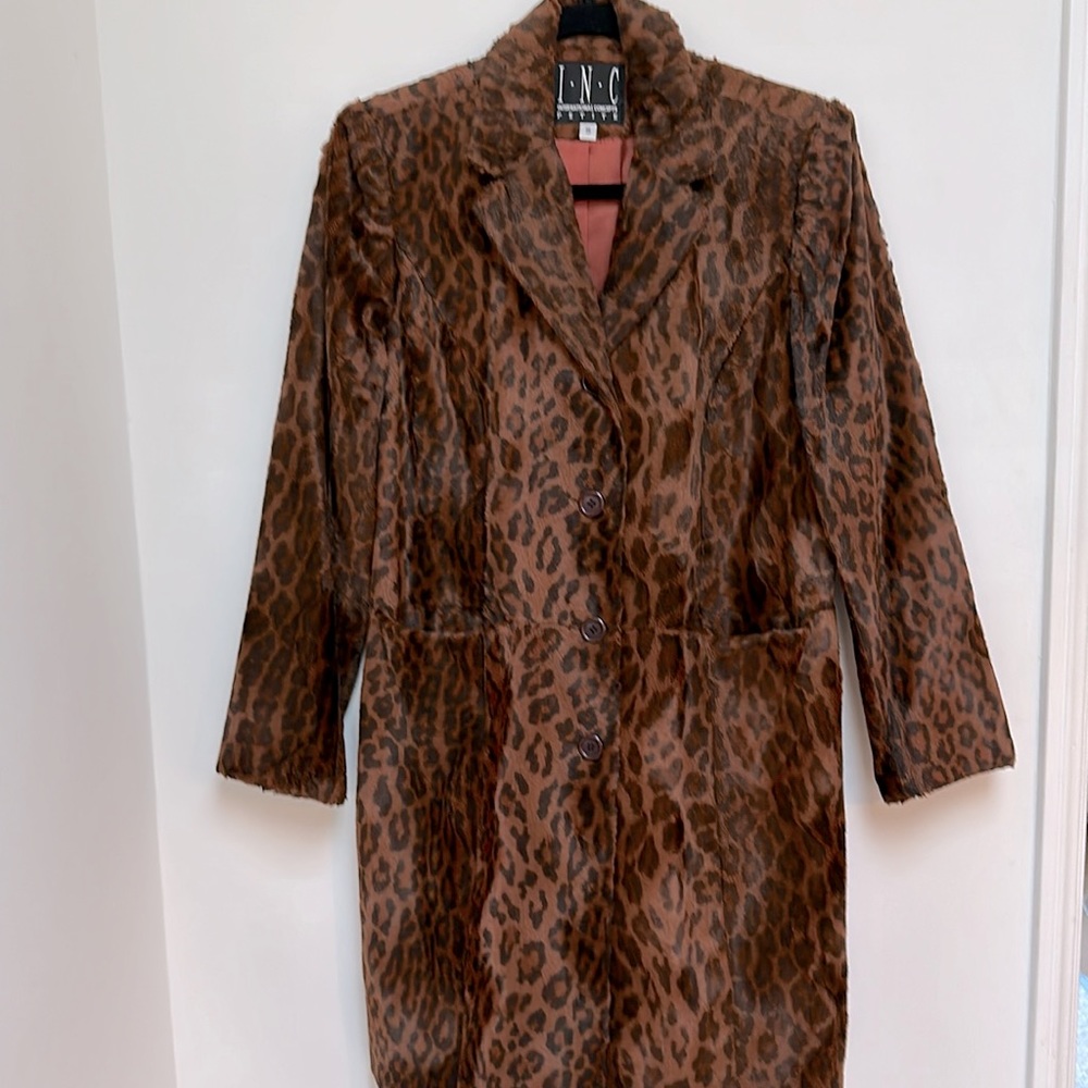 Vintage INC Faux Leopard Print Coat Women